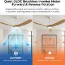72 Inch Wooden Ceiling Fans with Lights and Smart Control, Natural