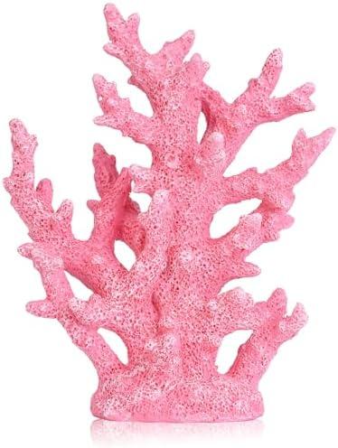 TkoYuHm Artificial Coastal Dorm Fish Aquarium Coral Ornament Decor Realistic Aquatic Plant Marine Themed Gifts for Beach Coastal, Living Room, Bathroom- Pink