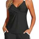 Aqua Eve Womens Tankini with Shorts - Two Piece Tummy Control Swimsuit Cross Back Bathing Suit with Pockets 2025 Athletic Swimwear Black and White X-Large