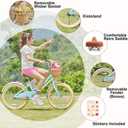 Glerc Little Molly 20 Inch Kids Bike, Retro Cruiser Girls Bike for Children Ages 7-13 Years Old, ‎Kids Bicycle with Wicker Basket & Kickstand, Blue