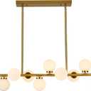 Chandeliers for Dining Room Gold Chandelier Linear Chandelier 12 Light Rustic Industrial Iron Chandeliers for Dining Room Lighting Fixtures Hanging, (Brushed Brass)