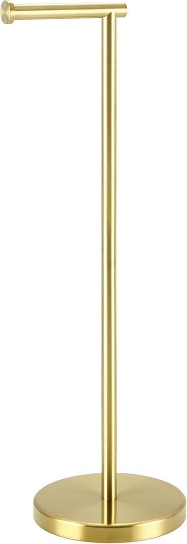 KES Gold Toilet Paper Holder Stand 26" H (Taller Version), Free Standing Toilet Paper Roll Holder with Weighted Base for Bathroom, Rustproof SUS304 Stainless Steel Brushed Gold, BPH283S66-BZ