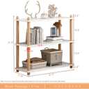 IOTXY 3-Tier Wooden Shelf Bookcase - Modern Open Bookshelf, Free Standing Storage Rack, Multifunctional Display Stand for Home and Office, White, Rectangle