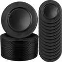 Jinei 100pcs Plastic Charger Plates, 13'' Reusable Dinner Plates with Beaded Edges, Elegant Vintage Style for Weddings, Parties, and Festivals(Black)