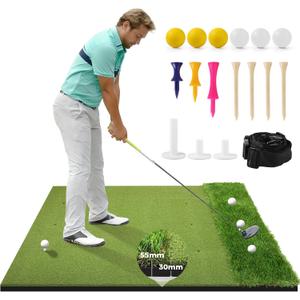 5x4ft Golf Mat with Ball Tray - Thickened Dual-Turf Golf Hitting Mat with Alignment Lines for Indoor & Outdoor Use, Golf Practice Mat for Swing Simulators Chipping Training, Ideal Gift for Golfers, Large