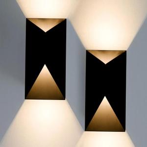 LED Outdoor Wall Lights, Modern Black Exterior Wall Light Fixtures, Dimmable 10W 3000K Up Down Patio Porch Lights Wall Mount Outdoor Sconces for House Yard Hallway(2-Pack)