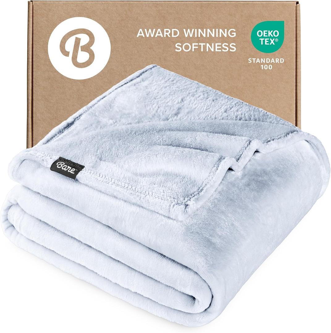 Bare Home Fleece Blanket - Twin/Twin Extra Long - Ultra-Soft Lightweight for Bed, Sofa, and Couch - Luxury Microplush - Cozy Warm Blanket (Twin/Twin XL, Blue Mist)
