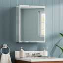 16x20 Inch Beveled Bathroom Medicine Cabinet with Mirror, Assembly Needed, Recessed or Wall Mount, 1 Adjustable Tempered Glass Shelf, Aluminum Medicine Cabinet, Side Mirror, Reversable Door