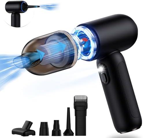 Feiltik Handheld Car Vacuum Cleaner Cordless, 21000PA High Power Car Vacuum Cleaner & Air Duster/Blower, Portable Vacuum with Magnetic Dust Collection Bin, LED Light, 2 Gear Hand Held Vacuum for PC