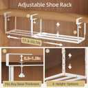 Expandable Shoe Rack Organizer for Cabinet, Adjustable Hanging Under Shelf Storage, Sturdy Round Tube Design, Space Saving Shoe Shelf for Closet, Entryway, Laundry Room, White