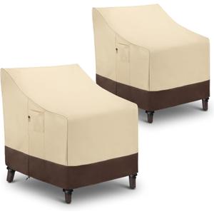 Waterproof Patio Chair Covers, Heavy Duty Outdoor Lounge Chair Covers, Patio Furniture Covers for Lawn Swivel Rocking Chairs, All Weather Protection, 34"L x 37"W x 36"H, 2 Pack, Beige & Brown