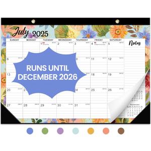Desk Calendar 2025-2026, 18 Months Calendar Runs from July 2025 to December 2026 - Large 17" x 12" Desktop/Wall Monthly Calendar for Home School, or Office - 2026 New Edition, Botanic Whimsy Pattern