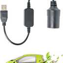 LIXIN 12V Car Cigarette Lighter, USB to Socket Female Cable Converter-Black ((1.2m/3.9ft))
