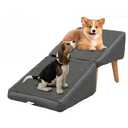 Hdnbsp Split Ottoman Dog Ramp, 4-Step Dog Stairs for Bed, Foldable Pet Steps for Small, Medium, Senior Dogs & Old Cats - Couch Height, Anti-Slip, Washable Cover, Storage Pocket, 135lb Capacity