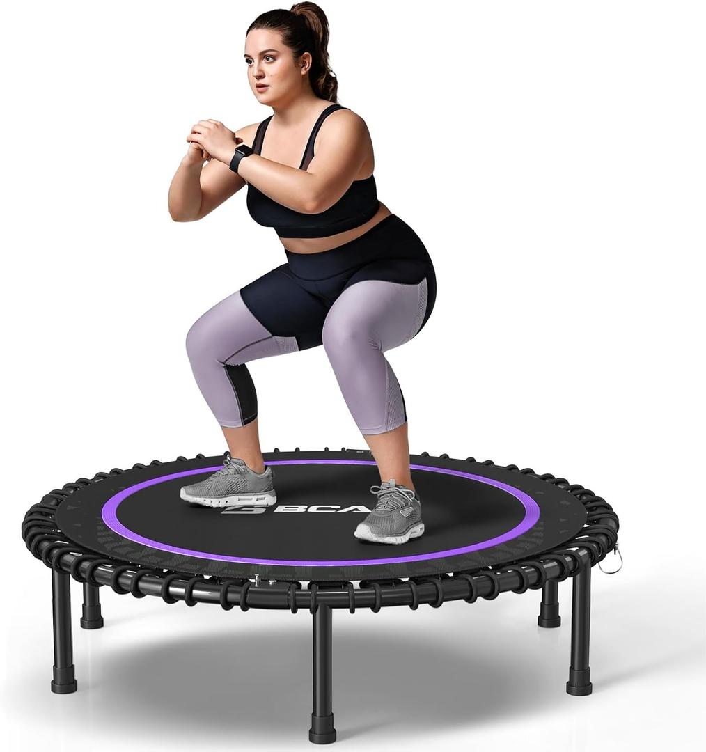BCAN 450LBS/550LBS Foldable Mini Trampoline, 40"/48" Adult Fitness Trampoline with Durable Bungees, Stable & Quiet Exercise Rebounder,Great Mini Trampoline for Indoor/Garden Workout