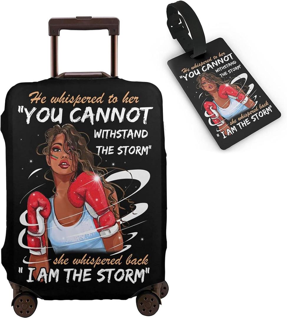 Tuizumy Travel Suitcase Protector Black Girl Elastic Protective Washable Luggage Cover With Concealed Zipper Suitable For 18-32 Inch (S (for 18--21 inch luggage))