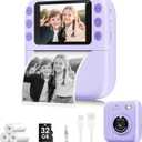 Instant Print Camera for Kids, Christmas Birthday Gifts for Girls Boys, 1080P Instant Digital Print Cameras for Toddler,Portable Toy for 4 5 6 7 8 9 10 Year Old Girl with 32GB SD Card，Purple