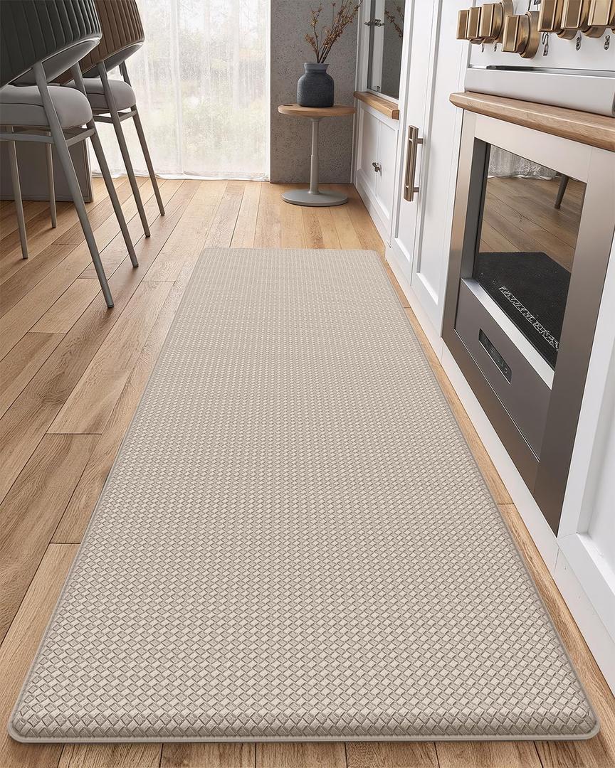 Color & Geometry Anti Fatigue Cushion Kitchen Mat for Floor - 17"x59",Easy Clean, Water & Oil Proof, Anti Slip, Foam Rubber Runner Rug for Front Sink Comfort Standing, Dark Beige