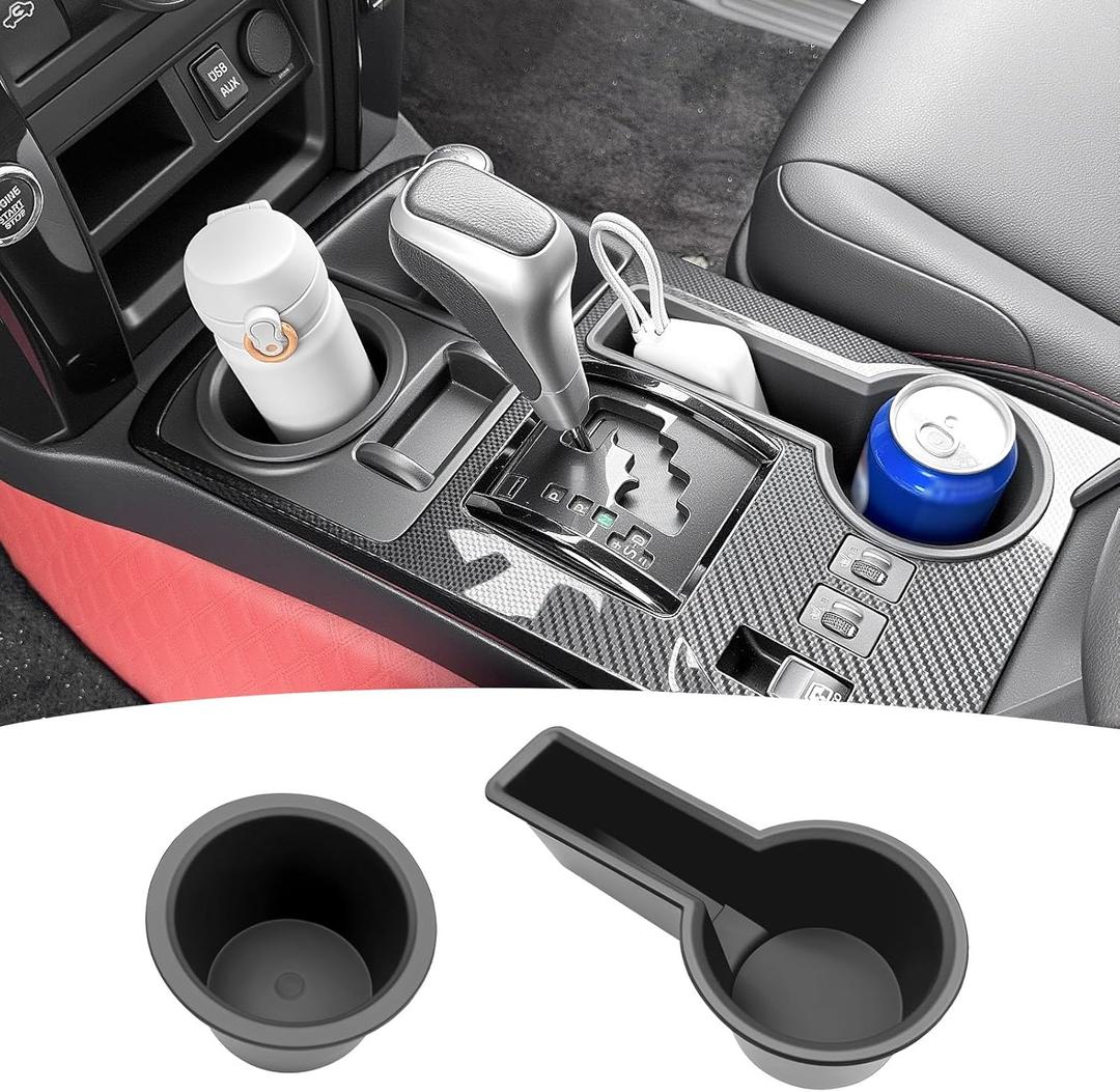 Cup Holder Fits for 2014-2024 Toyota 4Runner Center Console Coaster Cup Mat Compatible with 4Runner Interior Accessories Organizer Storage Tray (Left+Right, 2PCS)