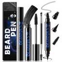 Noerrors Beard Pencil Filler for Men, Enhancement Pencil Kit with 4 Tips Pen&Temporary Beard Coloring&Brush Set Hairline Moustache Eyebrows Waterproof Filling Shaping Styling Makeup Tools #Black