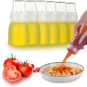 2 x 6 pack 3-Hole Nozzle Plastic Squeeze Bottles for Sauces, Condiment Squeeze Bottles with Caps, Small Salad Dressing Bottle, Ketchup Bottles Squeeze – 6oz