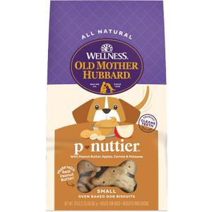 Wellness Old Mother Hubbard Classic P-Nuttier Dog Biscuits, Natural Training Treats, Peanut Butter Flavor, Small Size, 20 oz Bag (EXP 08/18/26)