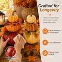 2Pcs 14" Large Stacked Pumpkin Tower Decor, Light Yellow & Orange Hard Foam Artificial Pumpkin Topiaries with Maple Leaves Wheat, Fall Ornament for Halloween Thanksgiving Table Porch Decor