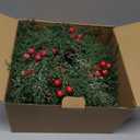 10 Pcs Christmas Candle Rings Wreath Artificial Candle Rings with Red Berry, Snowy Pine Garland Candle Ring Holder for Christmas Decorations Table Centerpiece