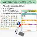 Reward Charts for Toddlers Magnetic Daily Routine & Behavior Chart for Kids, Positive Reinforcement System for Home & Classroom, 70 Magnets, Dry Erase Board