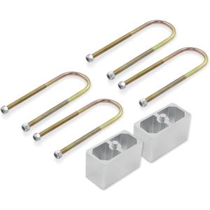 Universal Leaf Spring Lowering Block Kit, 3 Inch, 2-1/2" Wide, 5" Long, Zinc-Plated U-Bolts, Premium Steel Construction for Long-Lasting Finish