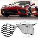 2Pcs Black Upgraded Front Radiator Guards Grille,Aluminum Front Outer Grill Low Profile Body Bumper Grille Vents Insert Mesh Set for Corvette C8 Stingray Z51 Convertible/HTC 2020-2025