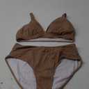 SUUKSESS Women High Waisted High Cut Bikini Set Sexy Triangle Two Piece Swimsuits XL, Brown