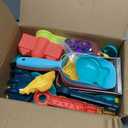 Beach Sand Toys for Kids,Sand toys with 2 Collapsible Beach Bucket,2 Beach Sifter Shovel,Sand Shovel Set,Sand Castle Kit,Sea Animal Molds,Diving Gem Pool Toy,Mesh Bag Travel Toys for Toddler 3-10