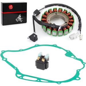 Stator and Relay Gasket Compatible with Yamaha V-Star 1100 XVS11 XVS1100 Classic Custom Silverado 1999-2009 5EL-81410-01-00 5EL-15451-00-00 4DN-81940-12-00