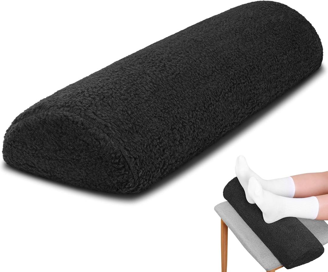 Sintuff Recliner Leg Rest Cushion Sofa Footrest Pillow with Cover Half Moon Bolster Pillow Under Knee Pillow for Sleeping On Back Alleviating Pain, 19.7 x 8 x 3.5 Inch (Black)