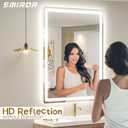 SMIROR LED Bathroom Mirror with Lights 36"x 30", Rounded Rectangle Lighted Vanity Mirror for Wall, Front Lit and Backlit, 3 Colors, Dimmable, Anti-Fog, Tempered Glass (Horizontally/Vertically)