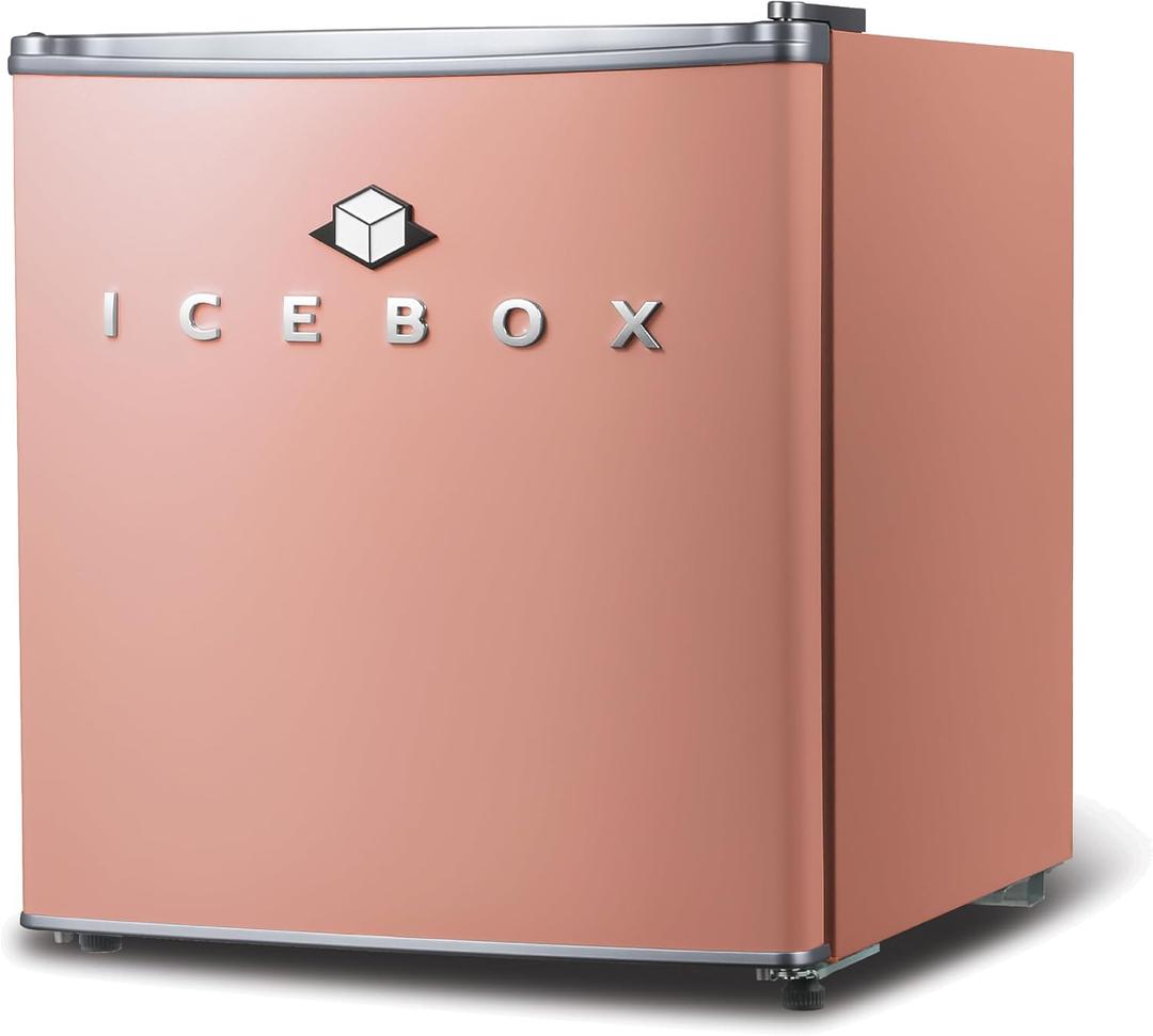 ICEBOX 1.7 Cu. Ft. Compact Refrigerator, ENERGY STAR Certified Small Refrigerator, Single Door Mini Fridge with Freezer, R600a Refrigerant,IBCR17BLS, Blush Red, Standard