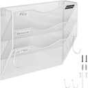 BOHDK Wall File Organizer, 3 Tire Hanging File Folder Mail Organizer, Vertical Mesh Metal Door/Wall Mount Hanging File Organizer, Paper Document Magazine Rack with Hooks for Home Office 3 Tier White