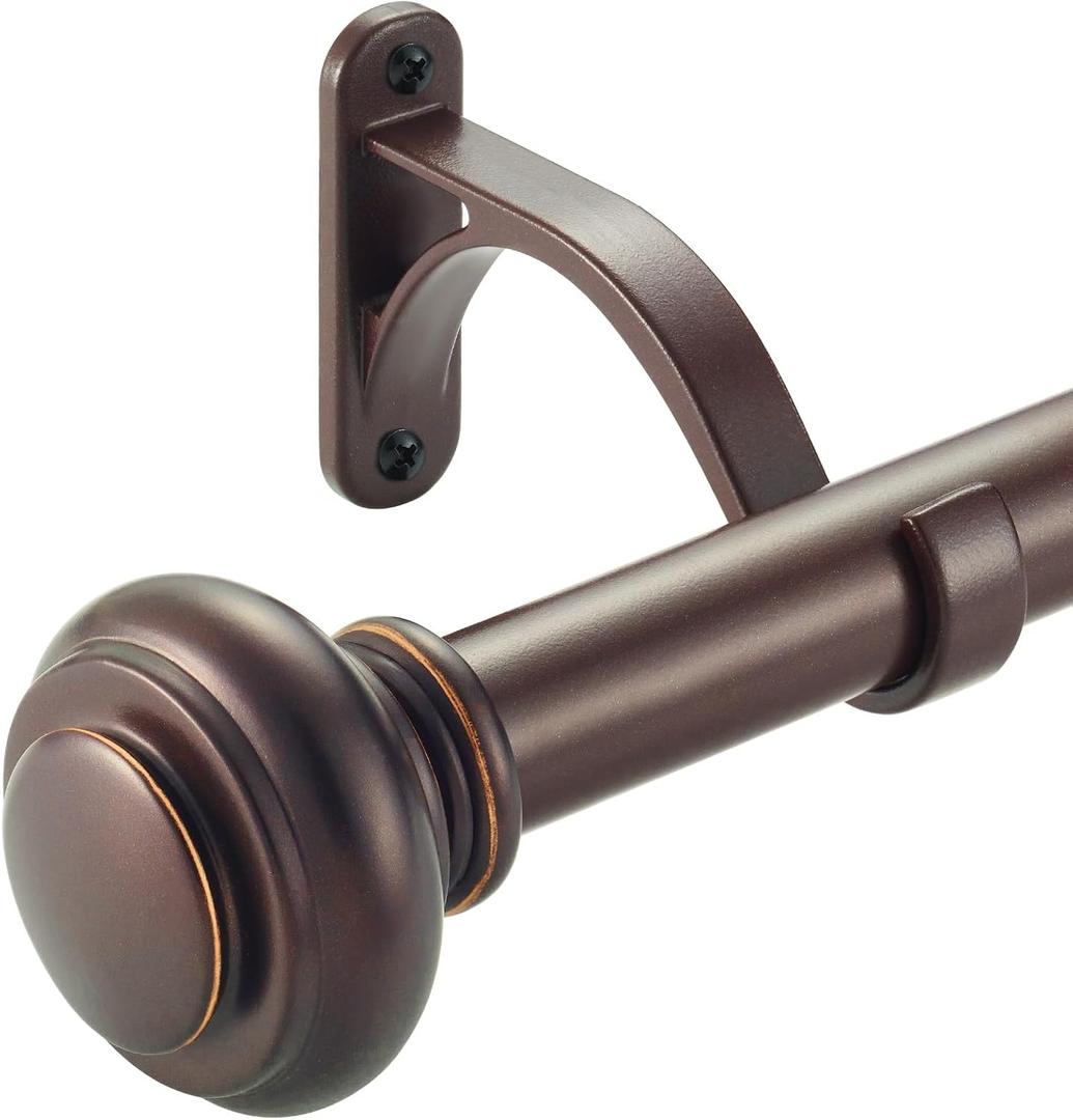 28-48 Inches Curtain Rods for Window, Vimayta 1 Inch Diameter Drapery Rod with Resin Finials, Ideal Adjustable Heavy Duty Single Curtains Rod for Bedroom, Living Room Decoration, Matte Brown