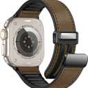 Magnetic Leather Bands Compatible with Apple Watch 42mm(Series 10/11) 41mm 40mm 38mm for Men Women, Genuine Leather with Magnetic Buckle for iWatch Series SE11/10/9/8/7/6/5/4/3/2/1