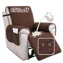 hyha 100% Waterproof Recliner Chair Covers, Non Slip Recliner Cover, Recliner Covers That Stay in Place, Reclining Slipcovers with Pocket, Furniture Protector for Pets, Dog (23.6", Chocolate)