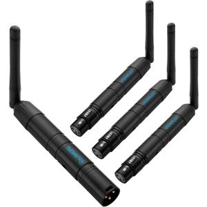 JERRAY DMX512 Wireless Transmitter and Receivers Set, 2.4G Long Range, 1 Transmitter with 3 Receivers, for Stage Lighting Control (Black)