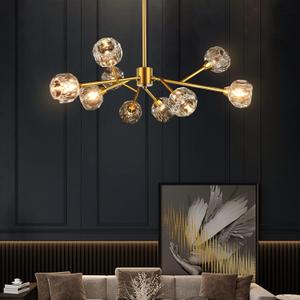 Sputnik Chandeliers for Dining Room Light Fixture Over Table, Modern Crystal Chandeliers, 9 Lights Gold Lighting Fixtures for Living Room Bedroom Kitchen Island (Brass)