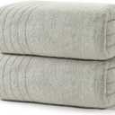 REDKISS 2 Pack 100% Cotton Thick Extra Large Bath Towels 35 X 70 Inches, 750 GSM, Quick Dry, Ultra Soft & Highly Absorbent Light Gray Bathroom Towel Sets for Bathroom, Gym, Spa, Pool & Hotel