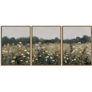 Dark Floral Vintage Peony Wall Art Botanical Canvas Flower Academia Print For Bedroom Living Room, Classical Moody Floral Wall Decor - Framed Set Of 2, 16x24 Inch, Ready to Hang