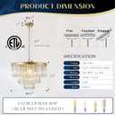 Gold Crystal Chandeliers Modern Round 20" Chandelier 7 Lights Ceiling Pendant Light Fixture Luxury 3-Tier K9 Crystal Lighting for Living Room Dining Room Bedroom Kitchen Foyer