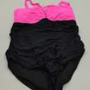 Yonique Plus Size Bathing Suit for Women One Piece Swimsuit Tummy Control Halter Tops for Women Swimwear, 20W, Hot Pink and Black