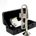 Beginner trumpet Brass Instrument Trumpet Lacquer Gold Trumpet B-flat Key Beginner Adult Musical Instrument(Silver)