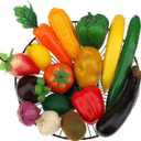 16 Pcs Fake Vegetables,Realistic Artificial Vegetable and Fruits for Decoration,Fake Veggies Garlic Eggplant Bell Peppers Props Display