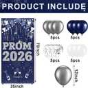 Prom Send off Decorations 2026 Door Banner, Royal Blue and Silver Prom Banner with Balloons, Front Porch Send Off Sign 2026 for High School College Graduation Party Decor